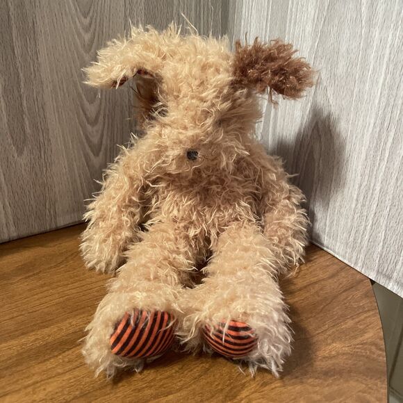 Bunnies By The Bay Tan Brown Shaggy Puppy Dog Orange Stripes Feet Ears Plush - Picture 1 of 8